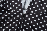 Women French Autumn/Winter Polka Dot Hooded Top and Color-Blocked Trousers Two-Piece Set