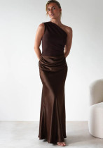 Women Summer Sexy Patchwork Slash Shoulder Off-Shoulder Sleeveless Dress