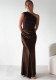 Women Summer Sexy Patchwork Slash Shoulder Off-Shoulder Sleeveless Dress