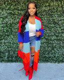 Women Casual Color-Blocked Knitting Cardigan
