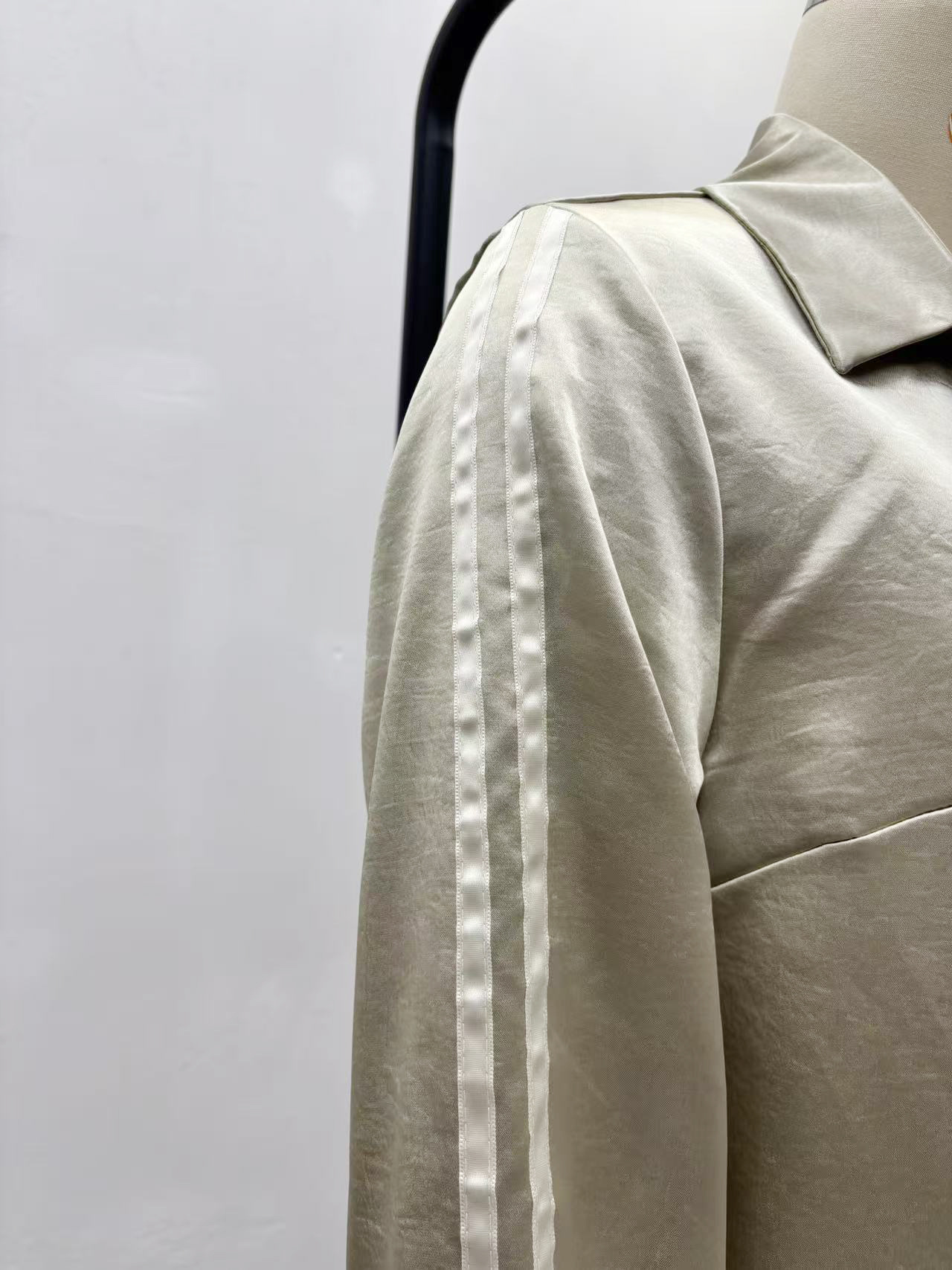 Women's Fashion Turndown Collar Striped Elastic Waist African Trendy Pants Set