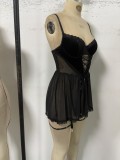 Women's Sexy See Through Lace-up Night Dress