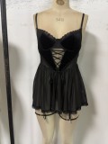 Women's Sexy See Through Lace-up Night Dress
