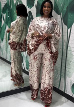 Women's Plus Size Printed Cropped Top High Waist African Pants Set Women's Plus Size Printed Cropped Top High Waist African Pants Set