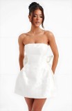 Women Strapless Sexy Backless Bow Dress