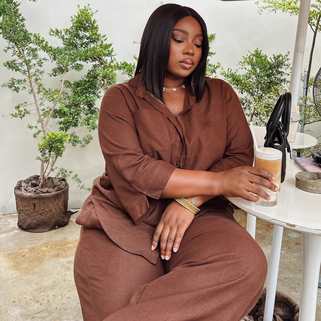 Women's Chic Long Sleeve Shirt African Trendy Pants Set