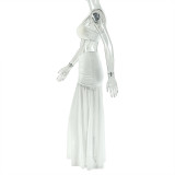 Women Solid Holidays Bodycon One-Shoulder Crop Top and Skirt Two-Piece Set