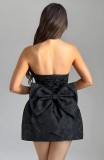 Women Strapless Sexy Backless Bow Dress