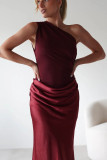 Women Summer Sexy Patchwork Slash Shoulder Off-Shoulder Sleeveless Dress