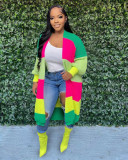 Women Casual Color-Blocked Knitting Cardigan