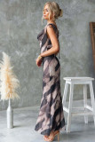 Women Summer Elegant Printed V-Neck Backless Tie-Waist Dress