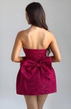 Women Strapless Sexy Backless Bow Dress