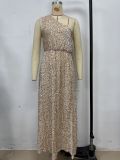 Women Summer One-Shoulder Slit Sequin Off-Shoulder Elegant Dress