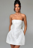 Women Strapless Sexy Backless Bow Dress