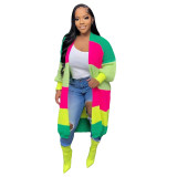 Women Casual Color-Blocked Knitting Cardigan