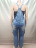 Women Autumn/Winter Casual Zipper Wide-Leg Denim Overalls