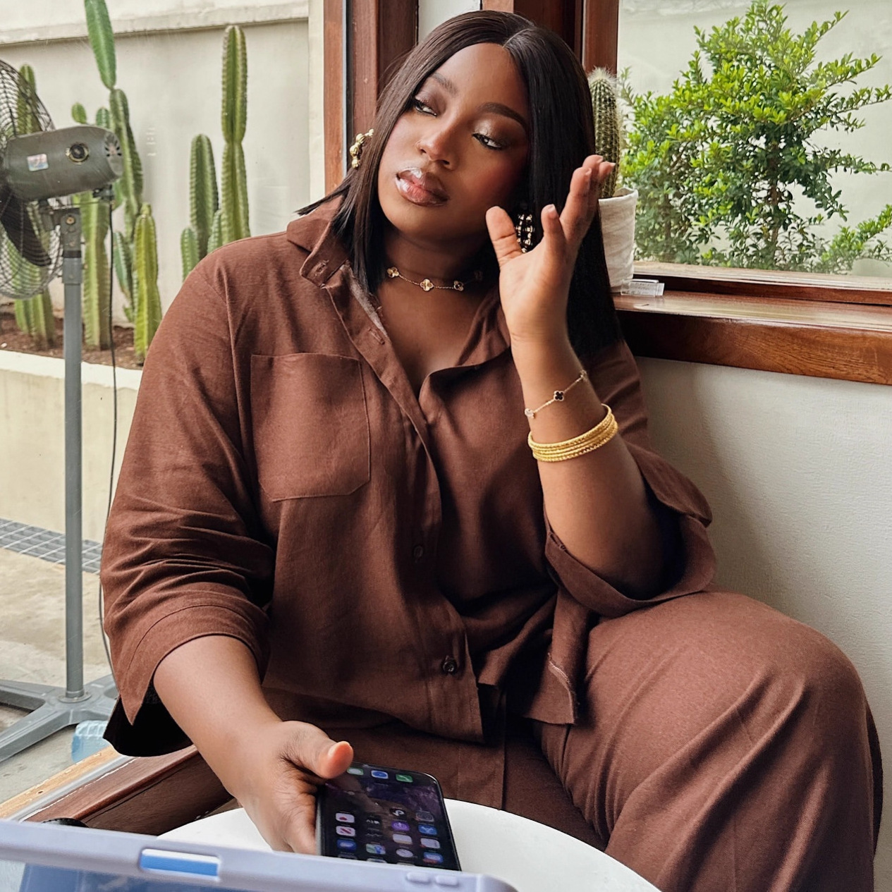 Women's Chic Long Sleeve Shirt African Trendy Pants Set