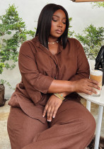 Women's Chic Long Sleeve Shirt African Trendy Pants Set