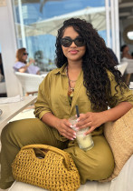 Women's Plus Size Solid Color Turndown Collar Casual African Pants Set Women's Plus Size Solid Color Turndown Collar Casual African Pants Set