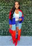 Women Casual Color-Blocked Knitting Cardigan