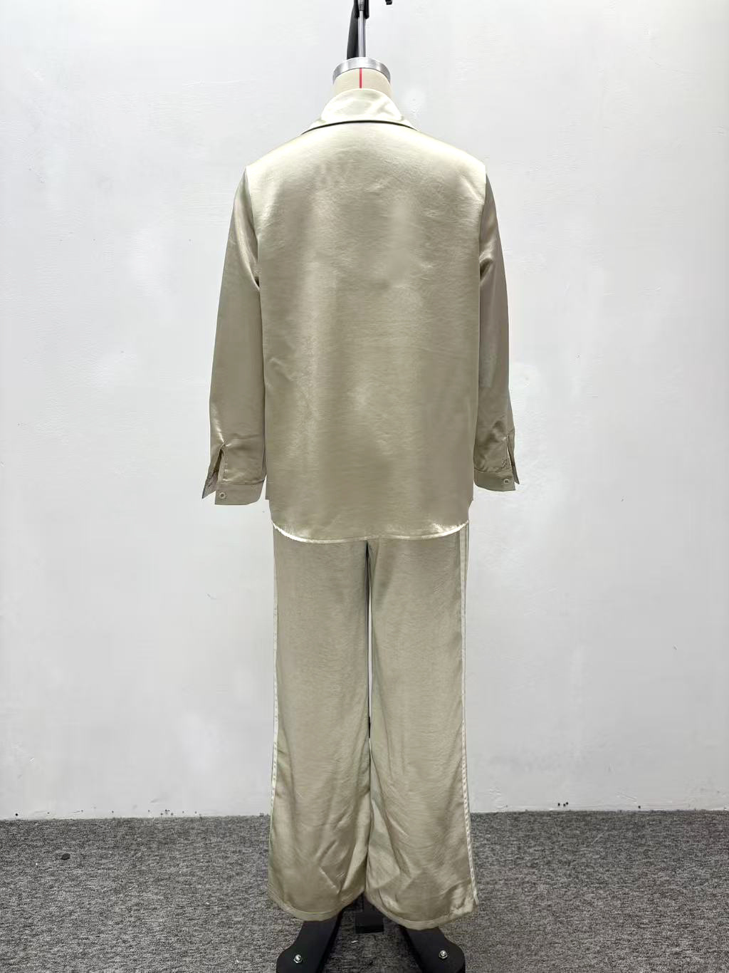 Women's Fashion Turndown Collar Striped Elastic Waist African Trendy Pants Set