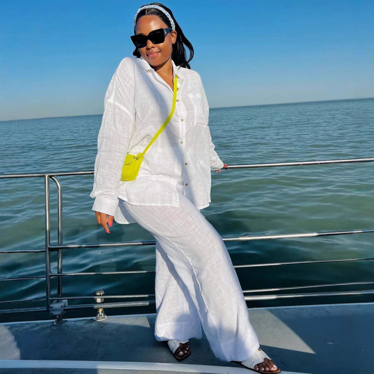 Women's Plus Size Casual Solid Color Long Sleeve African Trendy Pants Set