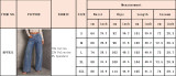 Women's Mid Rise Stretch Irregular Beaded Loose Slim Fit Denim Pants