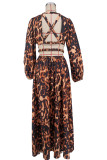 Women's Low Back Open Waist Leopard Print Casual Dress