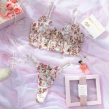 Women's Lingerie Ouleina Retro Boned Bra Set