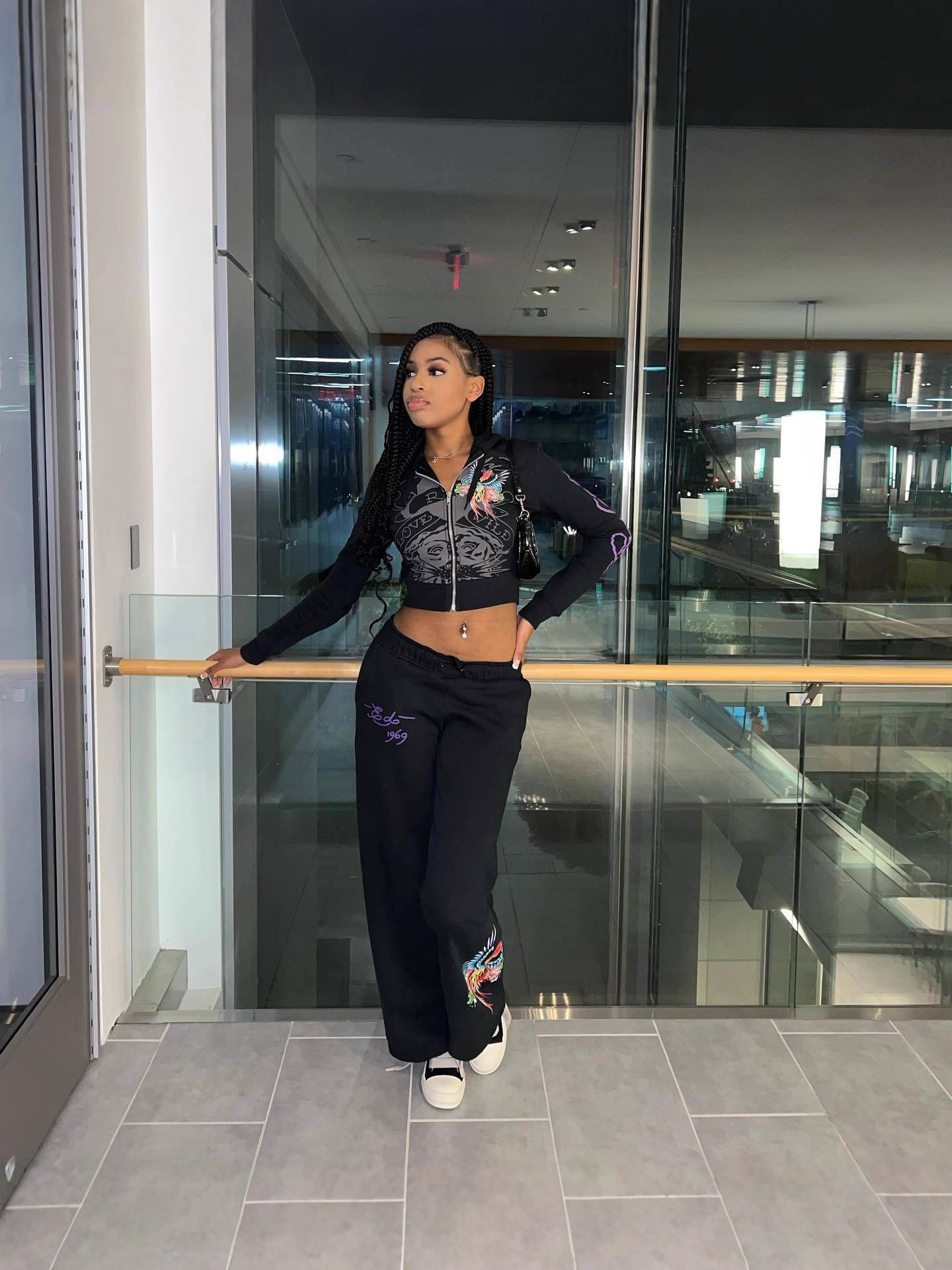Women's American Street Style Sexy Slim Fit Sport Two Piece Tracksuit Set