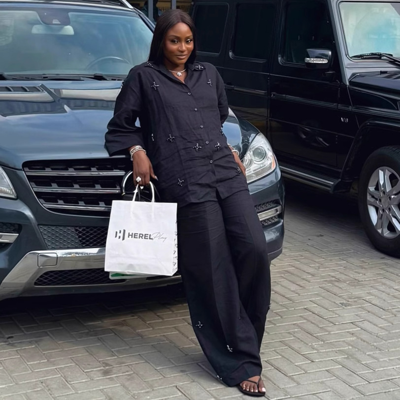 Women's Plus Size Turndown Collar Solid Color African Pants Set