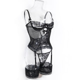Women's Lingerie Tight Fitting See-Through Lace Two-Piece Set