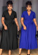 Women's Elegant Career Turndown Collar Slim Waist Belt Midi Dress
