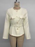 Women's Spring Autumn Chic Casual Elegant Slim Fit Belted Blazer