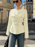 Women's Spring Autumn Chic Casual Elegant Slim Fit Belted Blazer