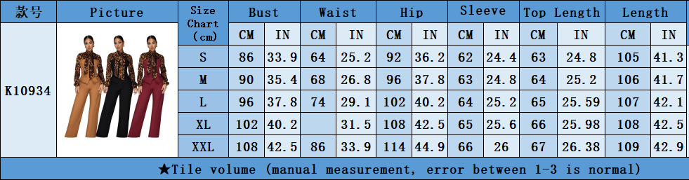 Women's Autumn Fashion Leopard Print Tie Neck Casual Two Piece Pants Set