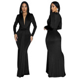 Women's Autumn Winter Sexy Slim Fit Slim Waist Pleated Dress