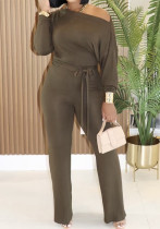 Women's Casual Long Sleeve Wide Leg Jumpsuit