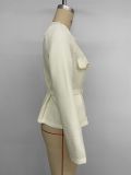 Women's Spring Autumn Chic Casual Elegant Slim Fit Belted Blazer
