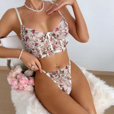 Women's Lingerie Ouleina Retro Boned Bra Set
