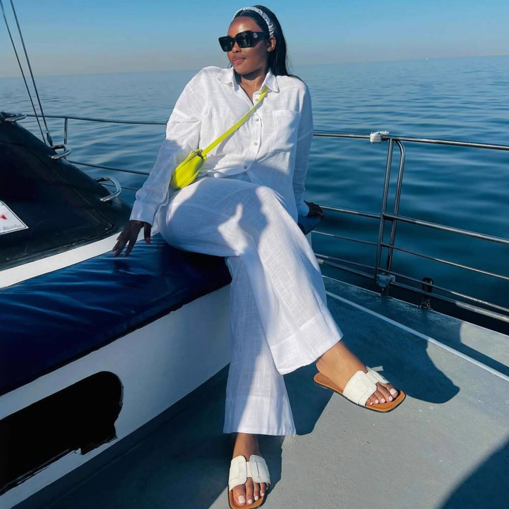 Women's Plus Size Casual Solid Color Long Sleeve African Trendy Pants Set