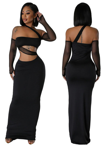 Women's Fashion Sexy See-Through Mesh Patchwork Dress