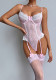 Women's Lingerie Color Block Pink Patchwork Stretch Tight Fitting Bodysuit