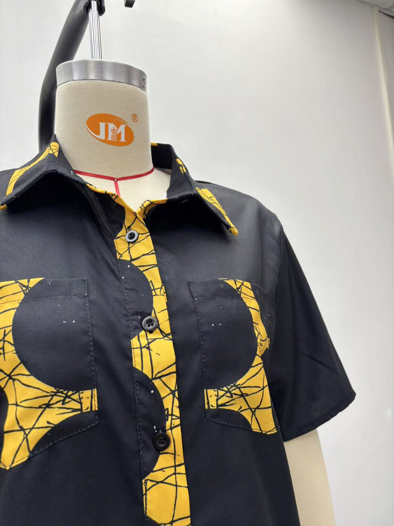 Women's Plus Size Polka Dot Turndown Collar African Pants Set