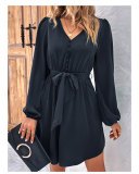 Women's Spring/Autumn Chic Solid Color Long Sleeve Dress
