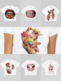 Women's Summer American Style Lips Print Crop T-Shirt