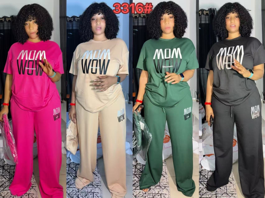 Women's Letter Printed Casual Two Piece Pants Set