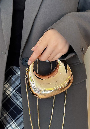 Women's Chain Mini Moon Acrylic Lipstick and Coins Crossbody Bag