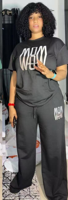 Women's Letter Printed Casual Two Piece Pants Set