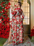Plus Size Women's Autumn/Winter Long Sleeve Irregular Print Dress